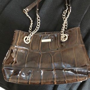 Kate Spade brown Croc leather shoulder bag gold